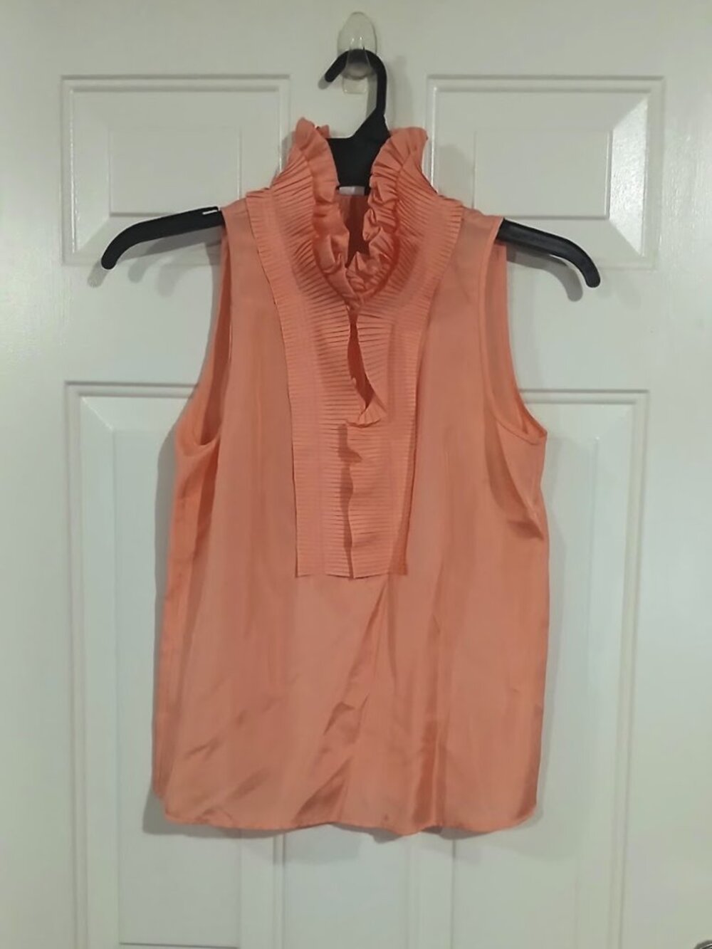 J. Crew Orange Sleeveless silk blouse with ruffle deta